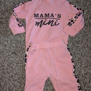 Pink 'Mama's Mini' Outfit with Leopard Accents